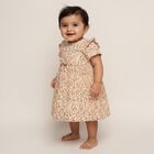 Infants' Pastel Floral Ruffled Sleeve Cotton Frock, ऑफ व्हाइट, small image number null