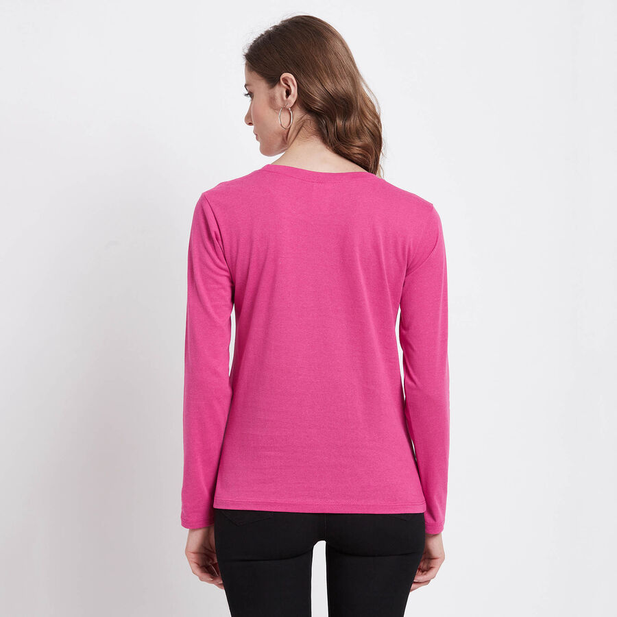 Solid Round Neck Top, Fuchsia, large image number null