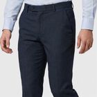 Men's Navy Blue Slim Fit Flat-Front Formal Trousers, Navy Blue, small