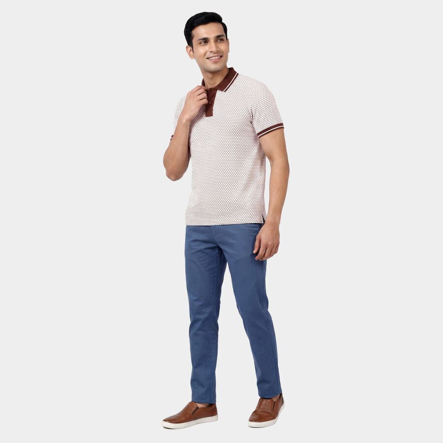 Men's Brown Cotton Polo Neck Casual T-Shirt, Brown, large