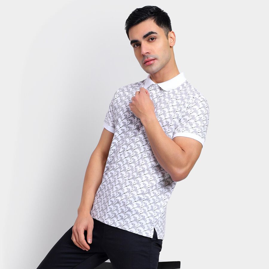 Men's 100% Cotton Collared Half Sleeves T-Shirt , सफ़ेद, large image number null