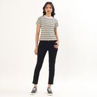 Women's Yellow and Black Round Neck Casual T-Shirt, मस्टर्ड, small