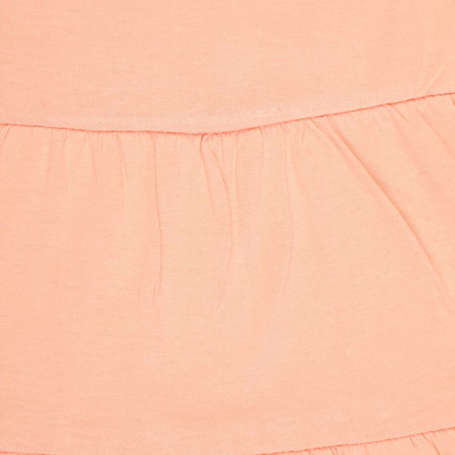 Girls Cotton Solid Frock, Peach, large image number null