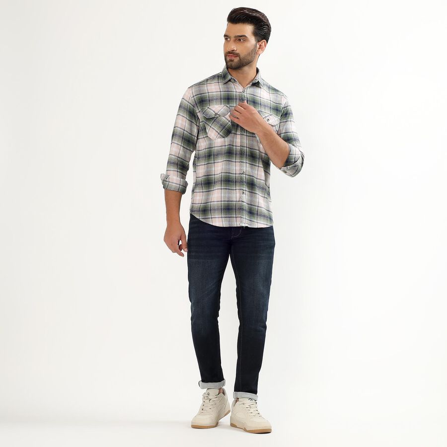 Men's Muted Sage Green Classic Casual Shirt, गहरा हरा, large image number null