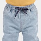 Infants Light Blue Jogger Fit Drawstring Jeans, हल्का नीला, small