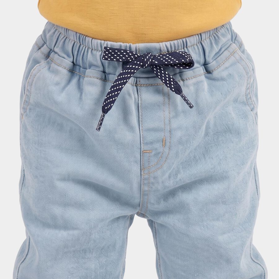 Infants Light Blue Jogger Fit Drawstring Jeans, हल्का नीला, large