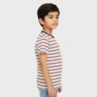 Boys Rich Eggshell White Cotton Crew Neck Casual T-Shirt, सफ़ेद, small