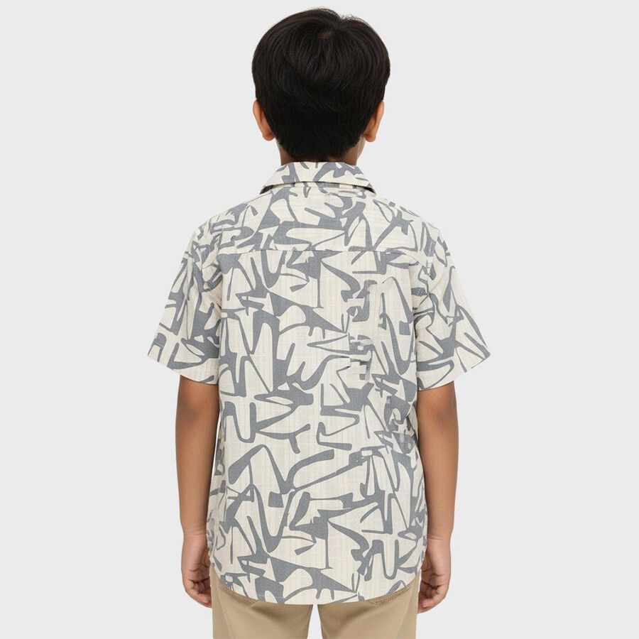 Boys' Beige 100% Cotton Classic Casual Shirt, Beige, large