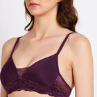 Half Lace Padded Bra, वाइन, small image number null