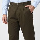 Men's Olive Green Slim Fit Chino Trousers, Olive, small