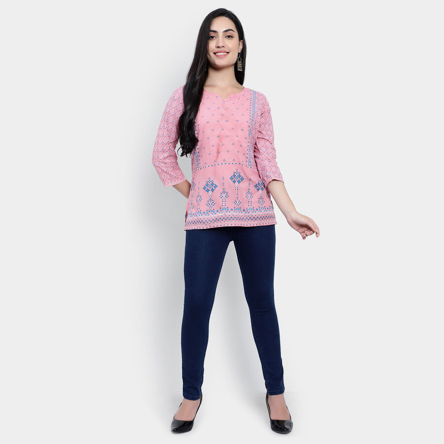 All Over Print Straight Kurti, गुलाबी, large image number null