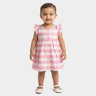 Infants' Pink Cotton Casual Frock, Pink, small