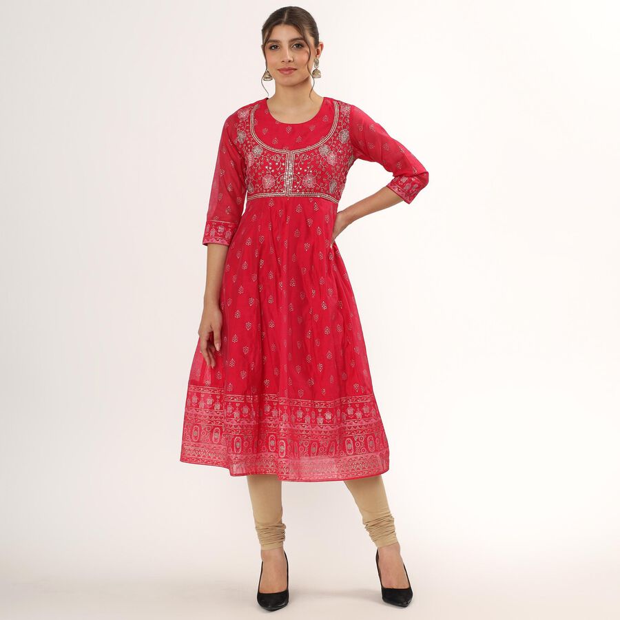 Ladies' Kurta , रानी (फ्यूशिया), large image number null