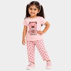 Girls Pink Round Neck Casual Top And Capri Set, हल्का गुलाबी, small