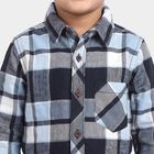 Boys' Light Blue Cotton Checked Regular Fit Shirt, Light Blue, small