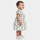 Infants' White Daisy Print Ruffle Sleeve Cotton Frock, Off White, small