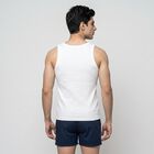 Men's White Cotton Round Neck Sleeveless Vest, White, small