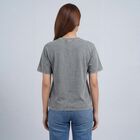 Women's Light Grey Round Neck Casual T-Shirt, हल्का ग्रे, small