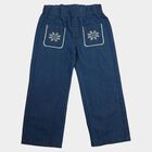 Girls Blue Straight Fit Embellished Jeans, मध्यम नीला, small