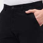 Men's Jet Black Slim Fit Flat-Front Casual Trousers, Black, small