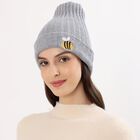 Women's Light Grey Embroidered Beanie Cap, Light Grey, small image number null