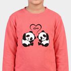 Girls' Coral Crew Neck Graphic Print Sweatshirt, मूँगा (कोरल), small