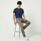 Men's Olive Green Slim Fit Solid Jeans, ओलिव, small