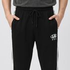 Men's Black Regular Fit Side-Striped Track Pants, Black, small