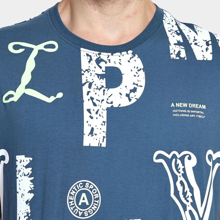Men's 100% Cotton Round Neck T-Shirt, Dark Blue, large image number null