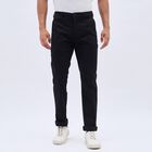 Men's Cross Pocket Slim Fit Casual Trousers, Black, small image number null