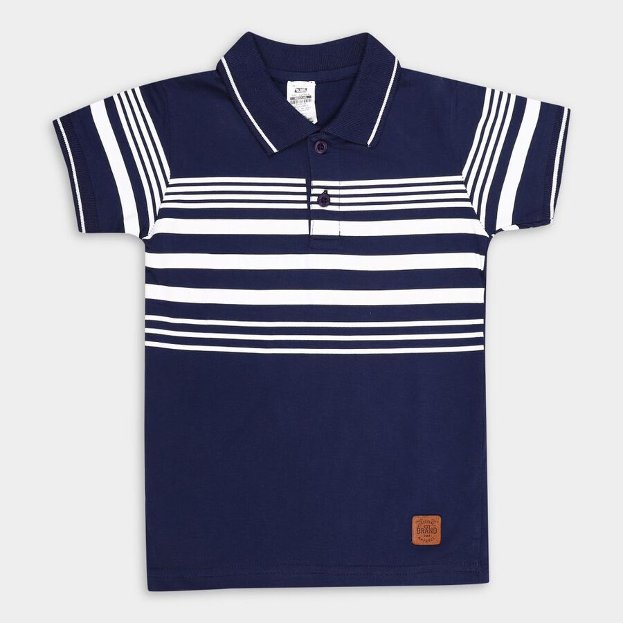 Boys' Cotton Half Sleeves T-Shirt, Navy Blue, large image number null