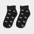 Girls' Black and White Regular Fit Bow Pattern Pack of 2 Socks, Black, small image number null