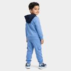 Boys Light Blue Hooded Neck Colorblock Baba Suit, Mid Blue, small