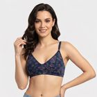 Women's Navy Blue Cotton V-Neck Bralette Bra, नेवी ब्लू, small