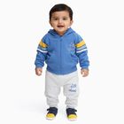 Infants' Blue Hoodie Cuff Sleeve Printed Baba Suit, Mid Blue, small image number null