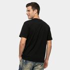 Men's Black Cotton Round Neck Regular T-Shirt, काला, small