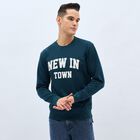 Men's Dark Teal Crew Neck Casual Sweatshirt, Teal Blue, small image number null