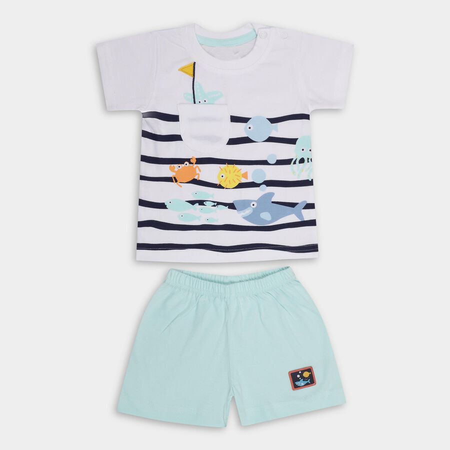 Infant Boys' 100% Cotton Baba Suit, एक्वा, large image number null