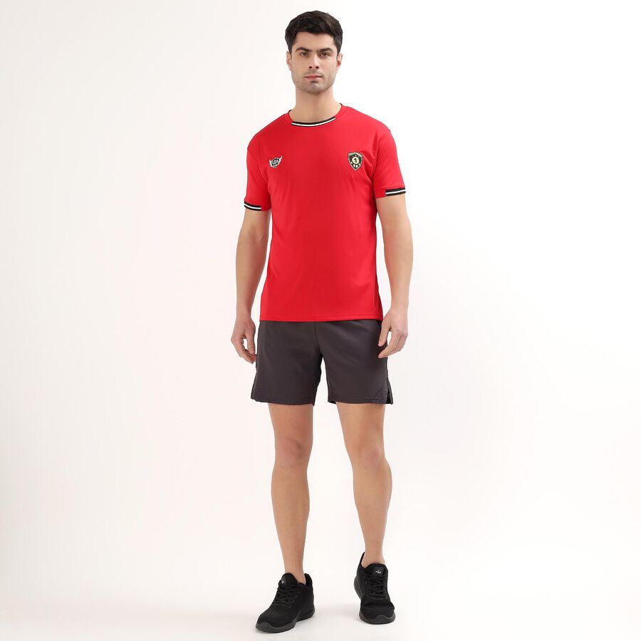 Men's Bright Cherry Red Crew Neck Athleisure T-Shirt, Red, large