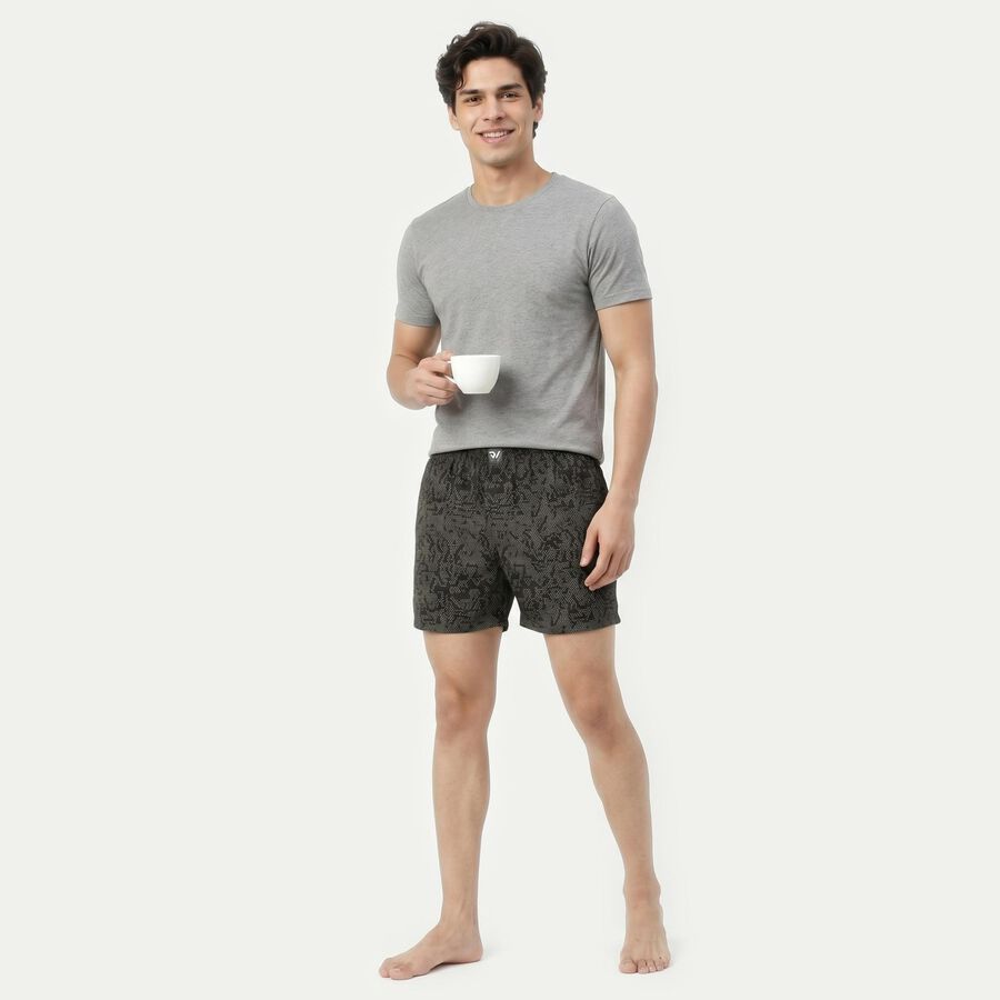 Men's Black Classic Fit Printed Boxers, Black, large