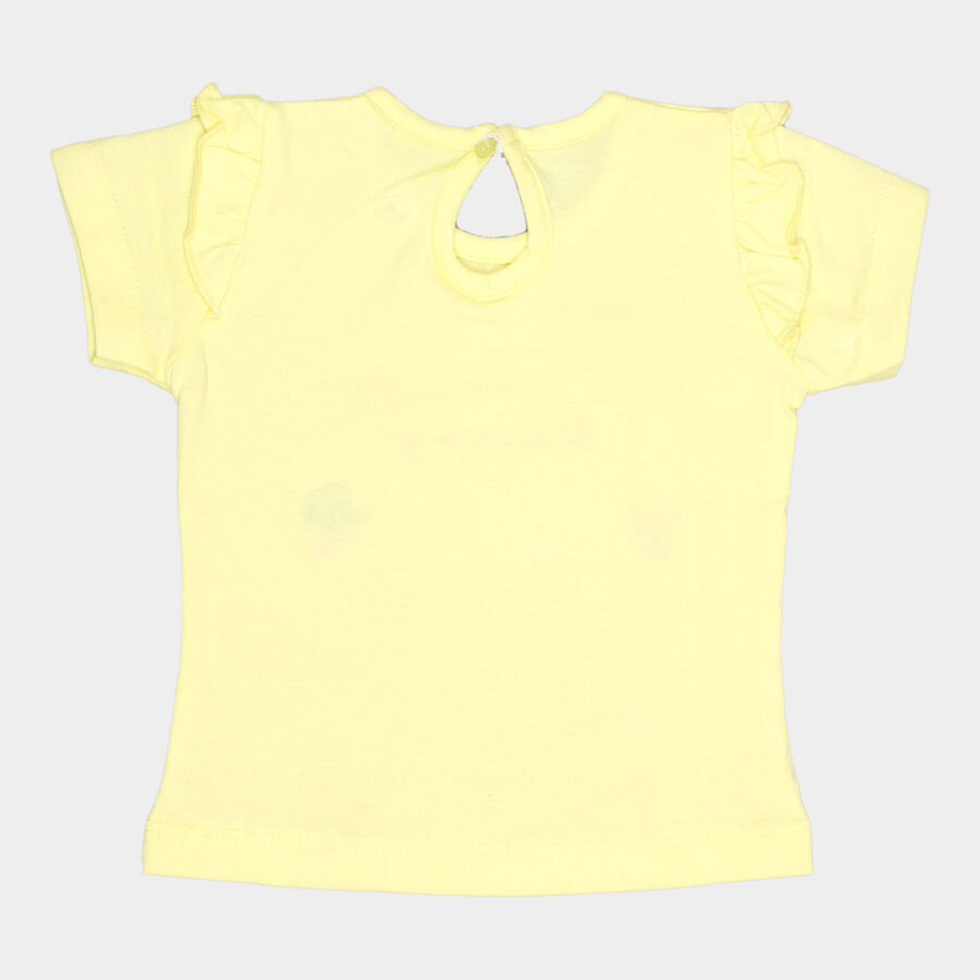 Infants Cotton Round Neck T-Shirt, Yellow, large image number null
