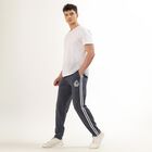 Men's Charcoal Grey Slim Fit Track Pants, Melange Blue, small image number null