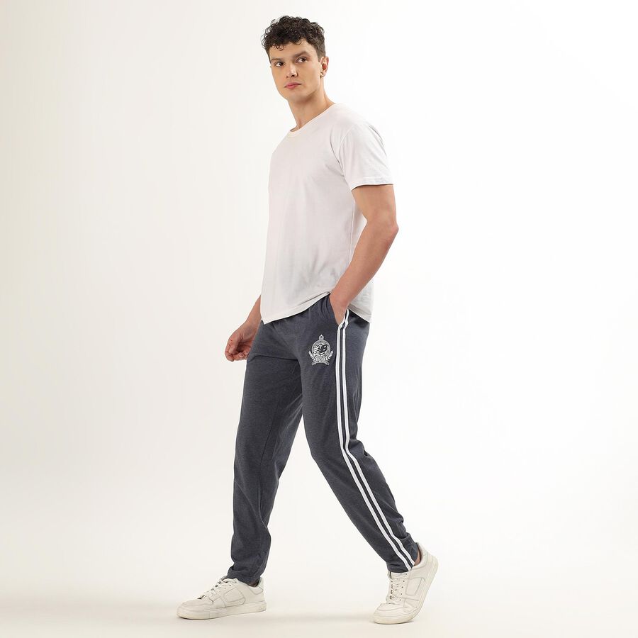 Men's Charcoal Grey Slim Fit Track Pants, Melange Blue, large image number null