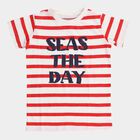 Boys Red Cotton Round Neck Casual T-Shirt, लाल, small image number null