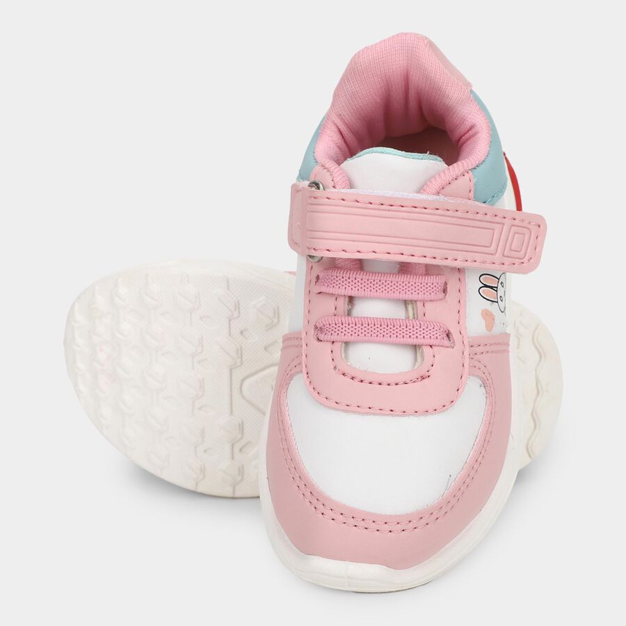 Girls Light Pink Velcro Casual Shoes, Pink, large image number null
