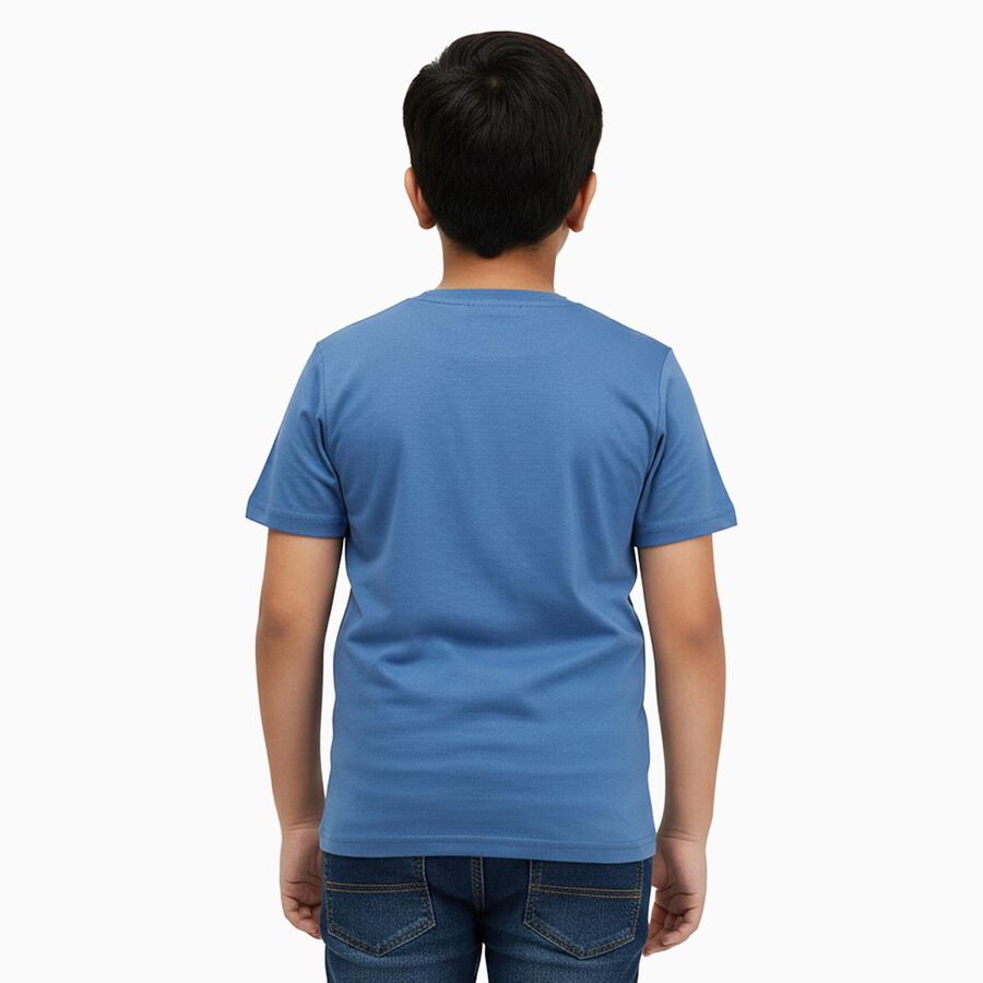 Boys' Half Sleeves T-Shirt, मध्यम नीला, large image number null