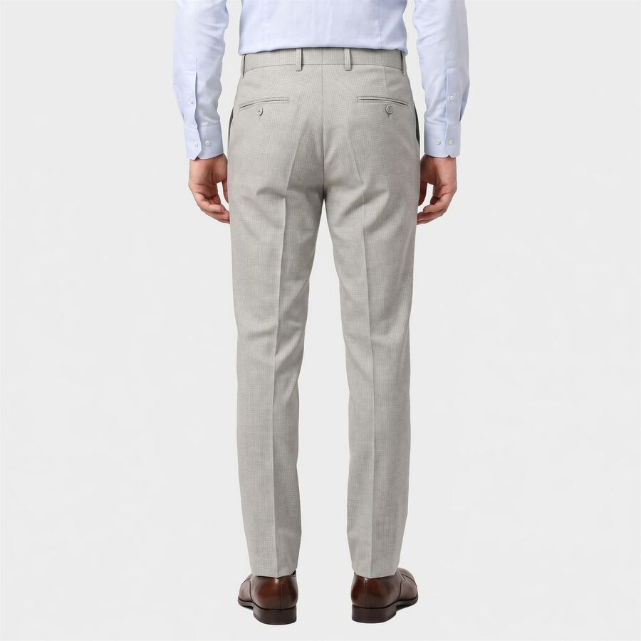 Men's Grey Flat-Front Formal Trousers, Light Grey, large