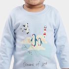 Infants' Light Blue 100% Cotton Round Neck Graphic Print Baba Suit, Light Blue, small