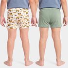 Boys Olive Green Regular Fit Solid Trunks, Olive, small