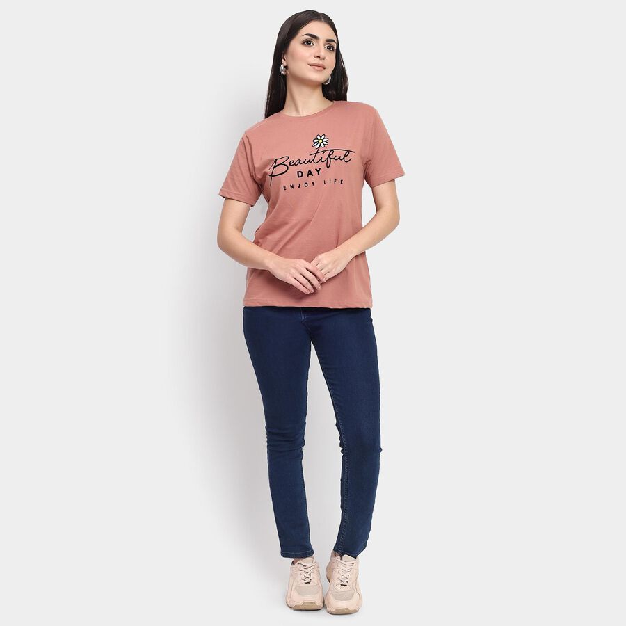 Ladies' Round Neck T-Shirt , गुलाबी, large image number null